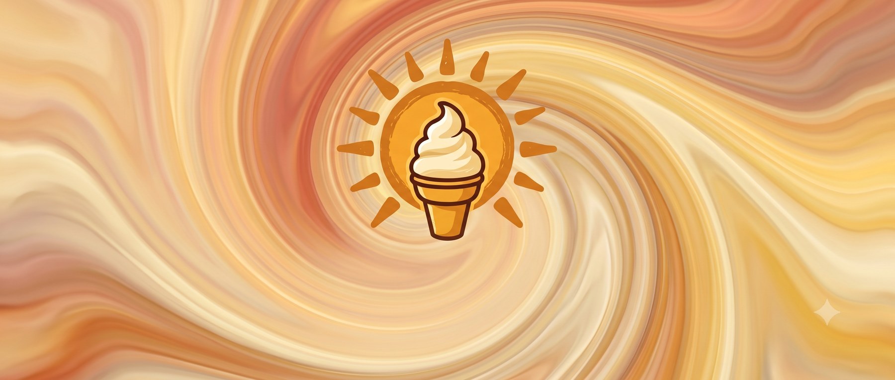Golden Hour Custard — a soft-serve cone inside a golden sun, on swirls of golden hour light